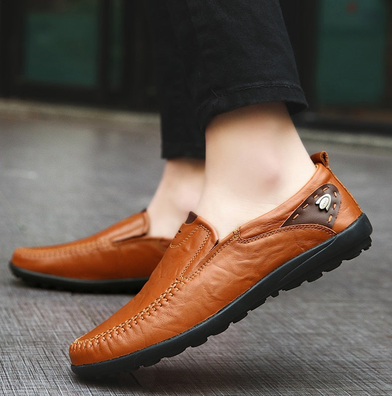 Männer Schuhe Casual Luxus Marke Echtes Leder Italienische Männer Loafer Mokassins Slip auf Herren Fahren Schuhe Schwarz Braun Plus Größe 47 