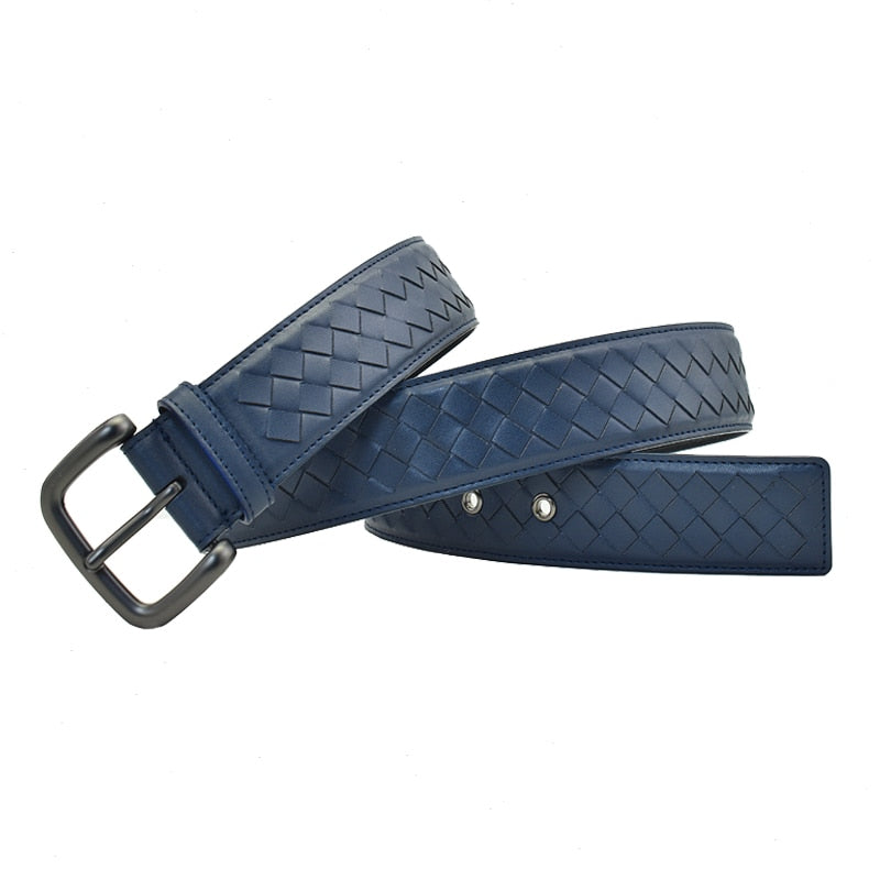 Western Hand Brided Black Coffee Blue Leather Pin Buckle Men Belt Fashion Jeans Causal Pants Belt