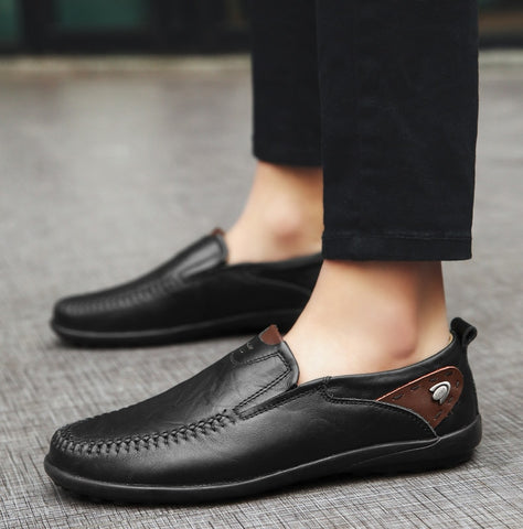 Men Shoes Casual Luxury Brand Genuine Leather Italian Men Loafers Moccasins Slip on Mens Driving Shoes Black Brown Plus Size 47