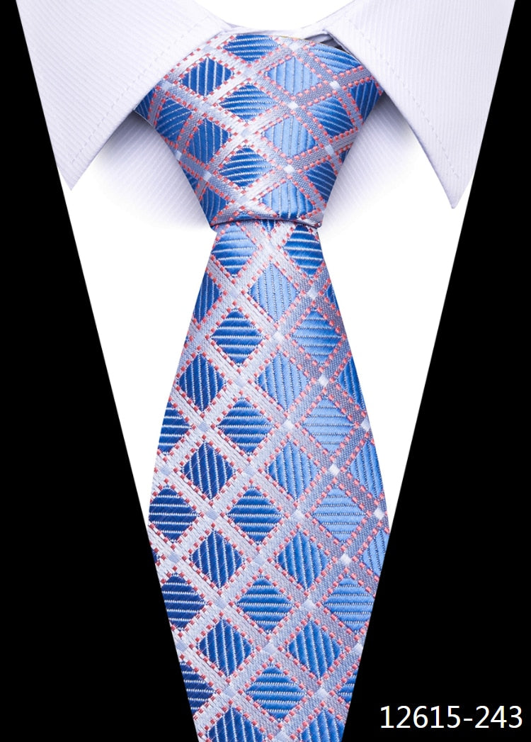 8 cm Tie Men Gravatas Classic Many Color Newest design Silk Necktie Shirt Accessories Striped Sky Blue Man's Office