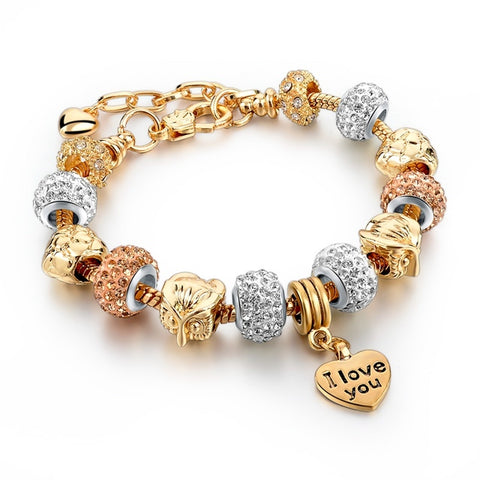 Szelam, pulseras y brazaletes con dije de corazón de cristal de lujo, pulseras de oro para mujer, joyería, pulsera femenina Sbr160056