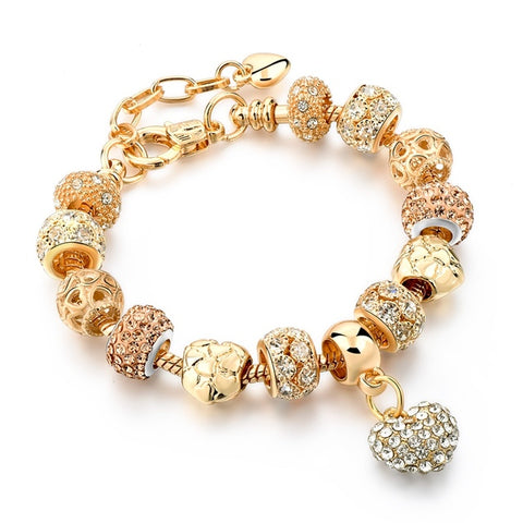 Szelam, pulseras y brazaletes con dije de corazón de cristal de lujo, pulseras de oro para mujer, joyería, pulsera femenina Sbr160056