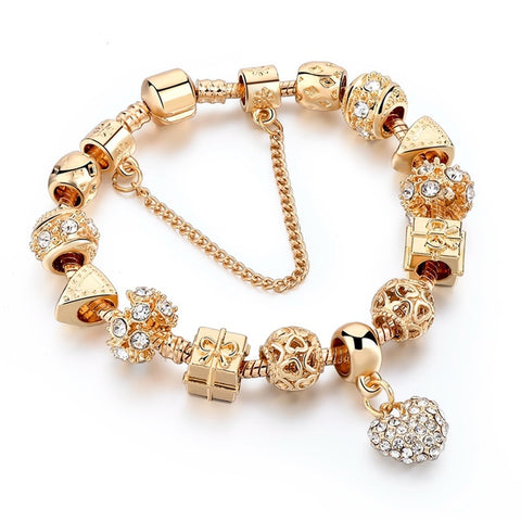 Szelam, pulseras y brazaletes con dije de corazón de cristal de lujo, pulseras de oro para mujer, joyería, pulsera femenina Sbr160056