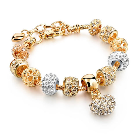 Szelam Luxury Crystal Heart Charm Bracelets & Bangles Gold Bracelets For Women Jewellery Pulseira Feminina Sbr160056