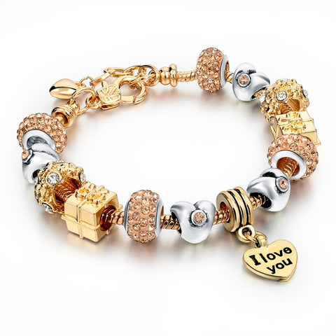 Szelam, pulseras y brazaletes con dije de corazón de cristal de lujo, pulseras de oro para mujer, joyería, pulsera femenina Sbr160056