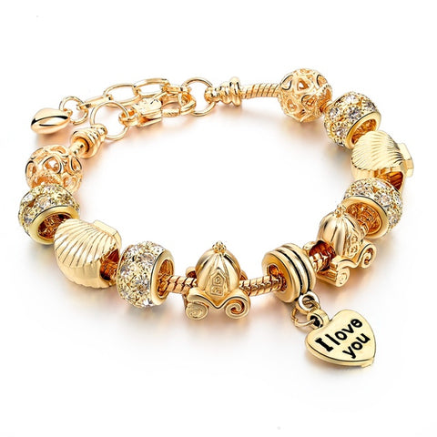 Szelam Luxury Crystal Heart Charm Bracelets & Bangles Gold Bracelets For Women Jewellery Pulseira Feminina Sbr160056