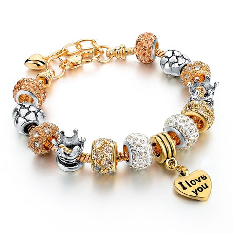 Szelam, pulseras y brazaletes con dije de corazón de cristal de lujo, pulseras de oro para mujer, joyería, pulsera femenina Sbr160056